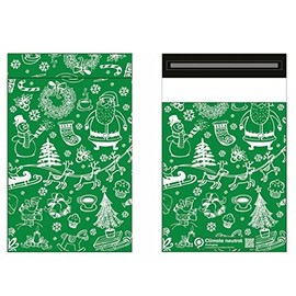 10 X 14 inch (50 Pack) Green Christmas Xmas Poly Postal Self Seal Bags Strong Mailing Bags Postage Packaging Assorted Mailers Posting Shipping Post Parcels Package Bags