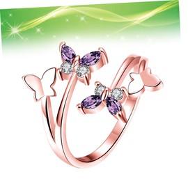 STOBAZA Anillo para Mujer Ladies Rings 2pcs Rose Gold Ring 18 k Gold Ring Adjustbale Ring Open Ring Split Ring 18k Modeling Women’s Rings Womens Band Rings