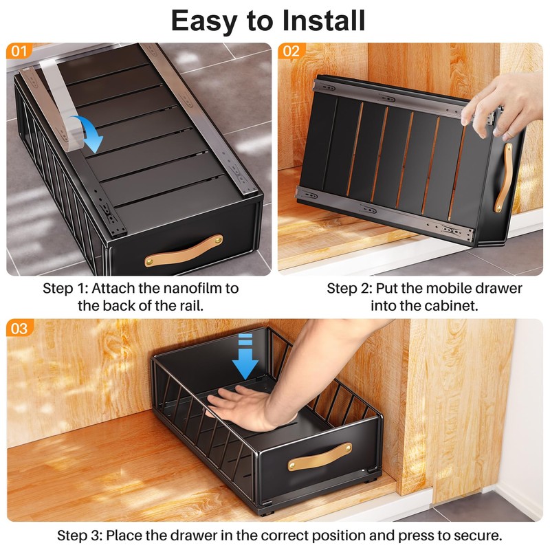 Pull out Cabinet Organizer Fixed with Adhesive Nano Film,Heavy Duty