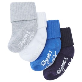 4 x Bonds Baby Super Soft Bamboo Cuff Blue/Navy/Grey/White Socks 1-2 Multi