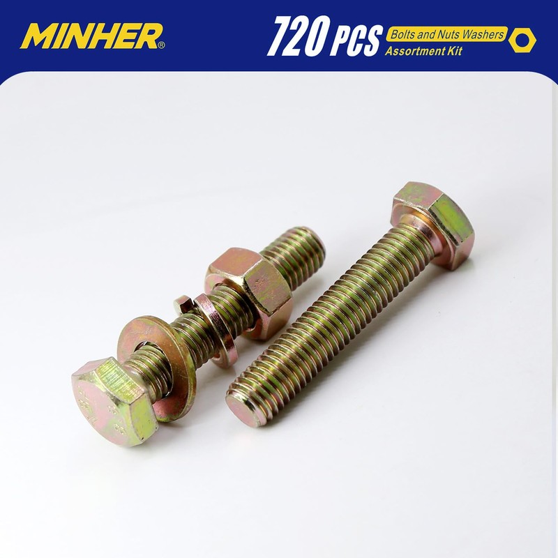 MINHER 720PCS M4 M5 M6 Bolts and Nuts Assortment Kit