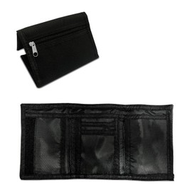 Universal One Piece Oxford Cloth Padded Zipper Folding Wallet for Men and Women (Black)