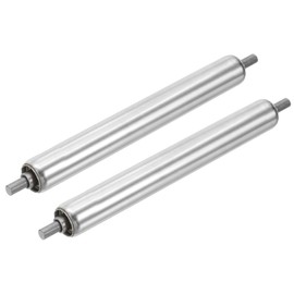 QUARKZMAN Stainless Steel Conveyor Rollers 1" Diameter 8" Length Gravity Transfer Replacement Part Galvanised End (Silver, Pack of 2)