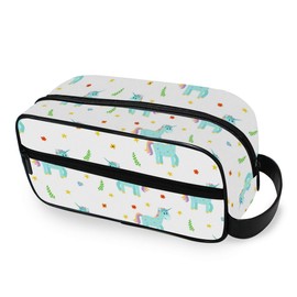 Moyyo Cute Blue Unicorns Toiletry Bag Portable Wash Bag Travel Hanging Wash Bag Toiletry Bag Cosmetic Bag Portable Gym Camping Toiletry Bag for Women Mens Girls Kids