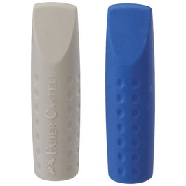 Faber-Castell Eraser Cap 2001 Twin Pack (2 pieces = 1 bag) red/grey or blue/grey assorted