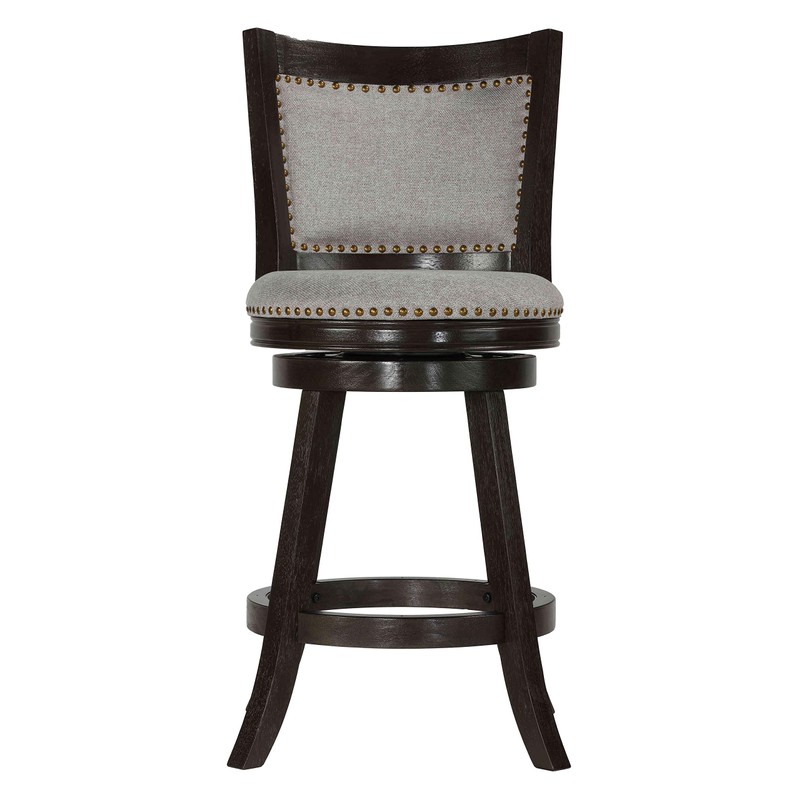 Cortesi Home Ferne Solid Wood Swivel Counter Stool, 24" Gray