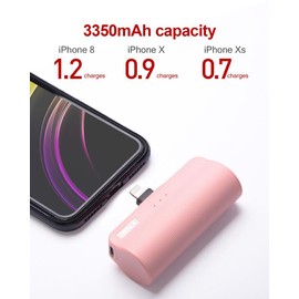 3350 mAh charging treasure portable charging mobile power ultra-thin compact mini portable - Color: pink