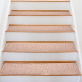 Apriko Non-Slip Stair Treads Carpet for Wooden Stair 15 Packs 30”x8” Comfort, Safety & Durability for Kids Elders and Pets, Self-Adhesive, Beige