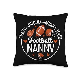 Crazy Proud Football Nanny of A Football Player Nanny Throw Pillow