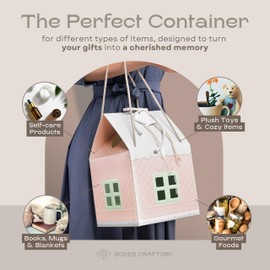 Boxes Craftory Pack of 5 House Shaped Gift Boxes (7.87 x 7.87 x 7.08 inch) - Mansion Ideal for Presents and for Treats - Fairy Light Pink