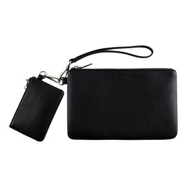 letech+ Wristlet Wallet for Women Dual Pouch Wristlet Portable wallet Coin Purse Wristlet Clutch Wallet Purse Credit Card Holder Gifts for Women Ladies Female Black