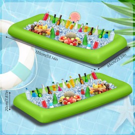 AITUOSI Inflatable Serving Bar, Salad Buffet Tray with Drain Plug Mesh Food Cover Food Drink Containers and Inflator for Ice Supplies Party Camping Summer Picnic (Green)