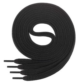 Di Ficchiano Flat Laces for Trainers / Sports Shoes / Very Tear-Resistant / approx. Width 7.0 mm , Length 70 - 200 cm / Polyester / Made in Europe, black