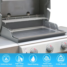 Stainless Steel Replacement Part for Weber Griddle Insert Spirit I/II 200 Series 2 Burner Gas Grill GS4 E210 S210 E220 Flat Top Outdoor Cooking Full Size