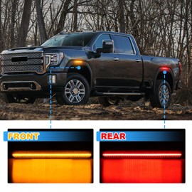 SUPAREE 4PCS LED Side Marker Lights with Amber Red Compatible with Sierra 2500HD 3500HD Pickup Truck 2020-2024, Smoked Lens Front Rear Fender Side Marker Fit for GMC Sierra Replace 84806032 84185031
