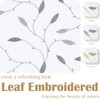 jinchan White Sheer Valance for Window Gray Leaf Embroidered Valance