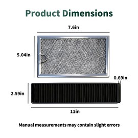 3 Pack Microwave Filter Set Microwave Oven Grease & Charcoal Filters Replacement Part Compatible with GE JVM7195SK6SS PNM9216SK5SS JVM7195EK5ES JNM7196DK5BB JVM7195DK5WW JNM7196SK6SS