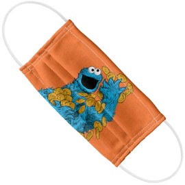 Popfunk Sesame Street Cookie Monster Painted Face 1-Ply Reusable Face Mask Covering with Adjustable Nose Wire, Unisex