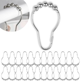 Shower Curtain Rings 24 Pieces Silver Color Ball Slide System 7x3.9cm Size Shower Curtain Rods Stainless Steel Rings Shower Curtain Rings Shower Curtain Hooks Metal Rings