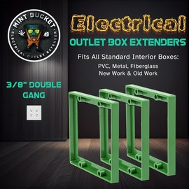 Mint Bucket Brands 3/8" Double Gang Outlet Box Extenders, UL Listed, Electrical Box Extender for Outlets & Switches, Pack of 3