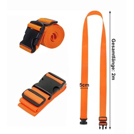 Norhogo Pack of 4 Luggage Straps Suitcase Strap Travel Accessories, Adjustable Non-Slip Luggage Strap, Length Luggage Buckle Lock for Travel Suitcase Backpack, Orange, 5 x 200 cm