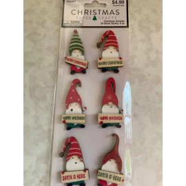 CHRISTMAS GNOMES 3D WOODEN STICKERS WOODEN GNOMES WITH PHRASES 6PCS