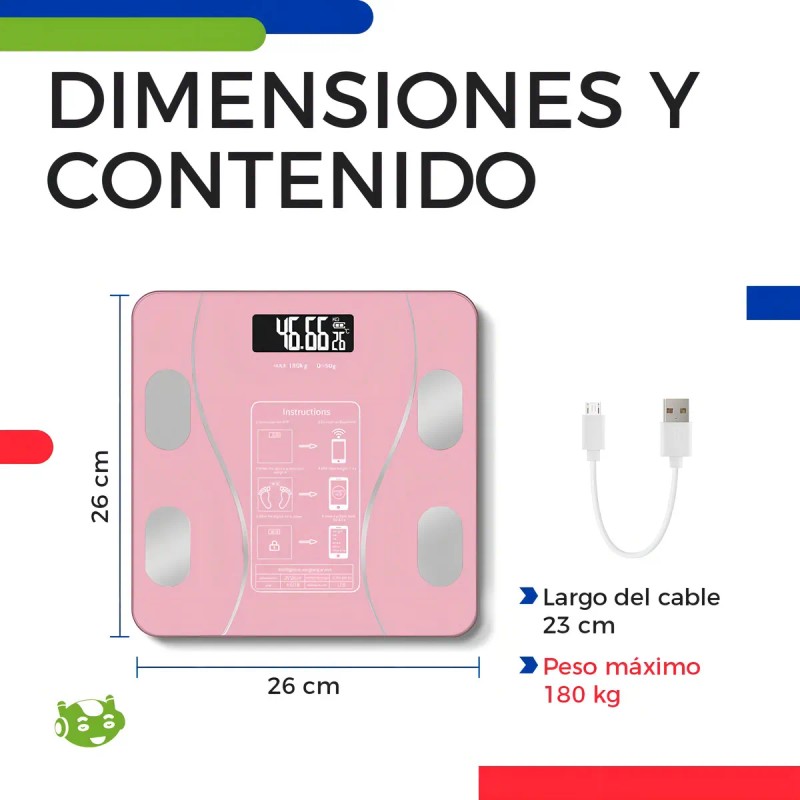 Báscula Inteligente Bluetooth Deylinghs Color Rosa Con App, 180 kg