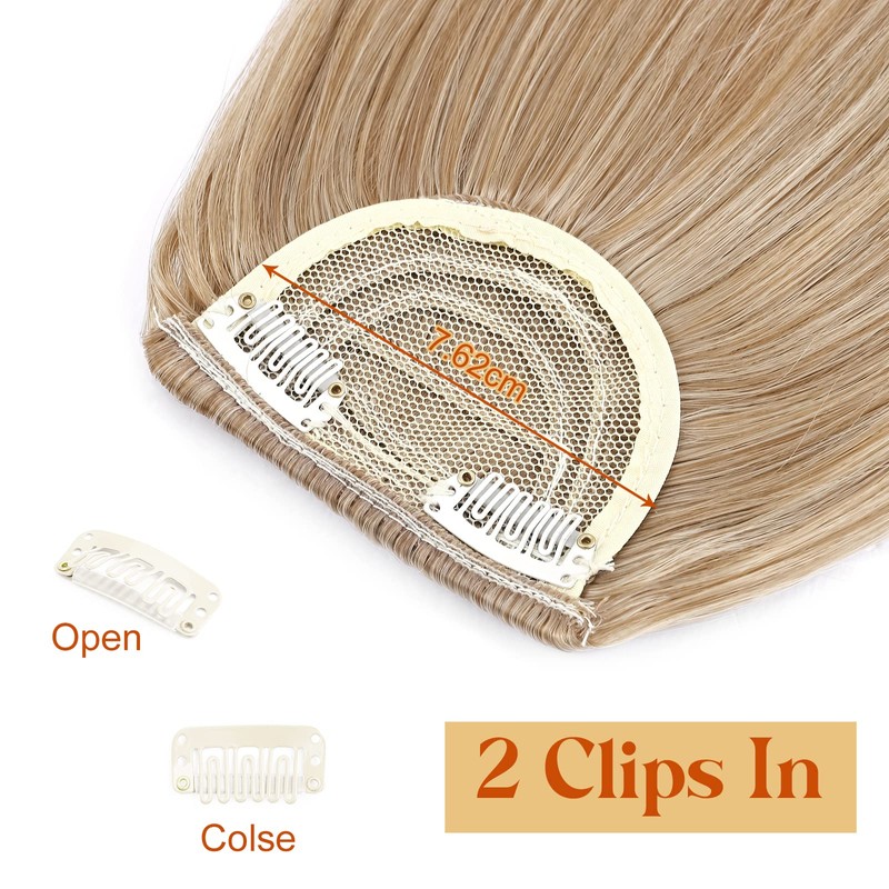 Elailite Fringe Hairpiece, Real Hair, Clip-In Fringe, One-Piece Extensions, Natural