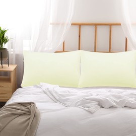 sourcing map 2 Pack Microfiber Pillowcases, 51x66cm Soft Wrinkle Free and Breathable with Zipper Closure, Single Size Pillow Cases, Cream