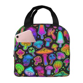 Psychedelic Magic Mushrooms 60s Hippie Reusable Insulated Lunch Bag For Women Men Waterproof Tote Lunch Box Thermal Cooler Lunch Tote Bag For Work Office Travel Picnic