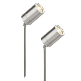 Long Life Lamp Company 2 pack Stainless Steel 12v Low Voltage Garden Spike light Adjustable Ground Mount ZLC027