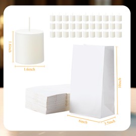 Conelist 72 Sets White Luminary Bags with Unscented Candles, Paper Candle Bags White Lantern Bags White Votive Candles Bulk Candles for Wedding Christmas Holiday Party, Each 10 Hours Burning
