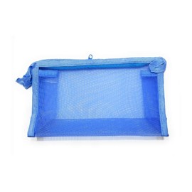 4.5" X 7.75" See Thru Mesh Zipper All Purpose Cosmetic Bag (Blue)