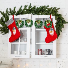 Syhood 12 Pieces Christmas Wreaths with Gold Bells Xmas Pine Wreaths for Front Door Christmas Holiday Indoor Home Decor