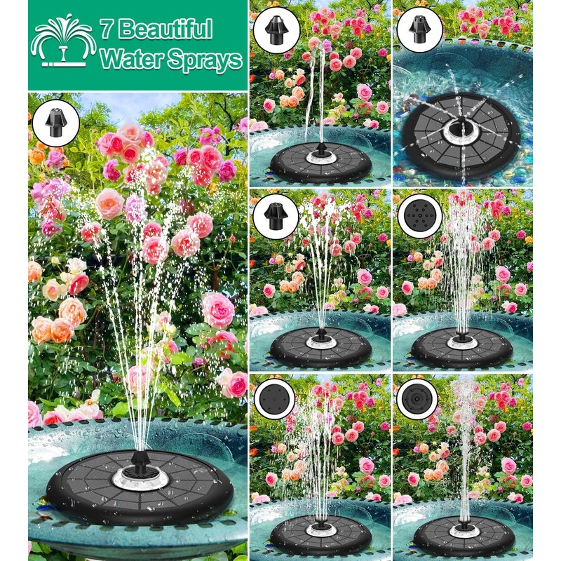 SZMP Powerful 5W Solar Powered Water Fountain for Bird Bath,