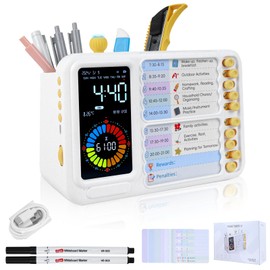 12/24 Hour Switching Task Timer, Timer for Kids, Visual Schedule for Kids with Autism, Visual Schedule for Kids, Time Management Tools, Autism Increase Self-Regulation, with 99-Minute Countdown