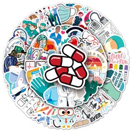 Pack of 50 Doctor Stickers Car Laptop Phone Guitar Skateboard Motorcycle Bicycle Professional Doctor Stickers Set Vinyl Waterproof Aesthetic Stickers for Teenagers Children Adults