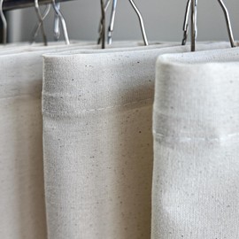 YISURE Beige Cotton Shower Curtain 72x84 Inch, Natural Extra Long Fabric Shower Curtain for Bathroom Hotel Luxury Washable