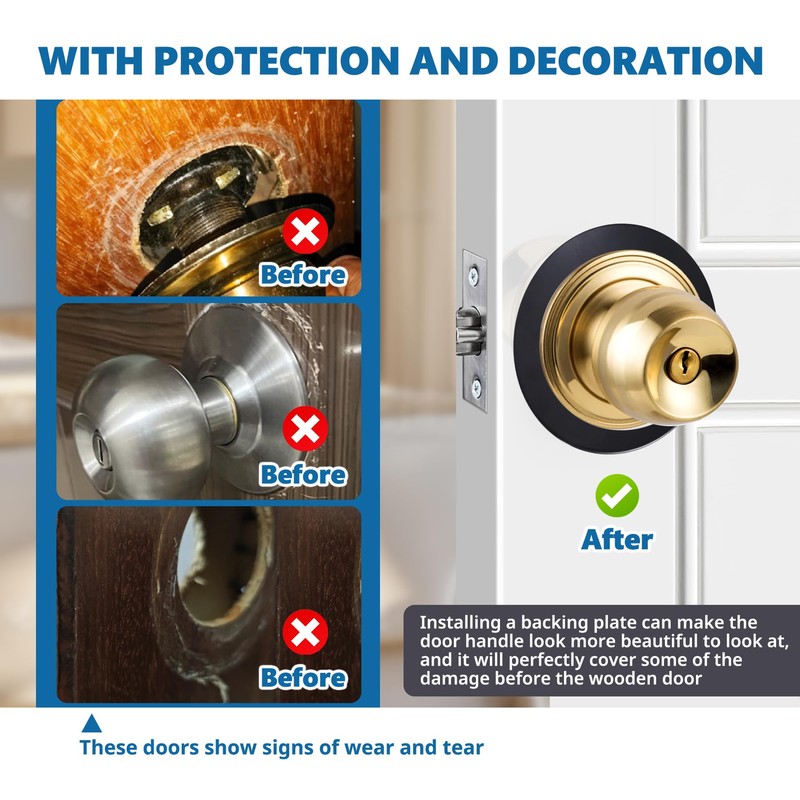 Vizava 1 Pcs Upgraded Door Knob Plates with Double-Sided Tape
