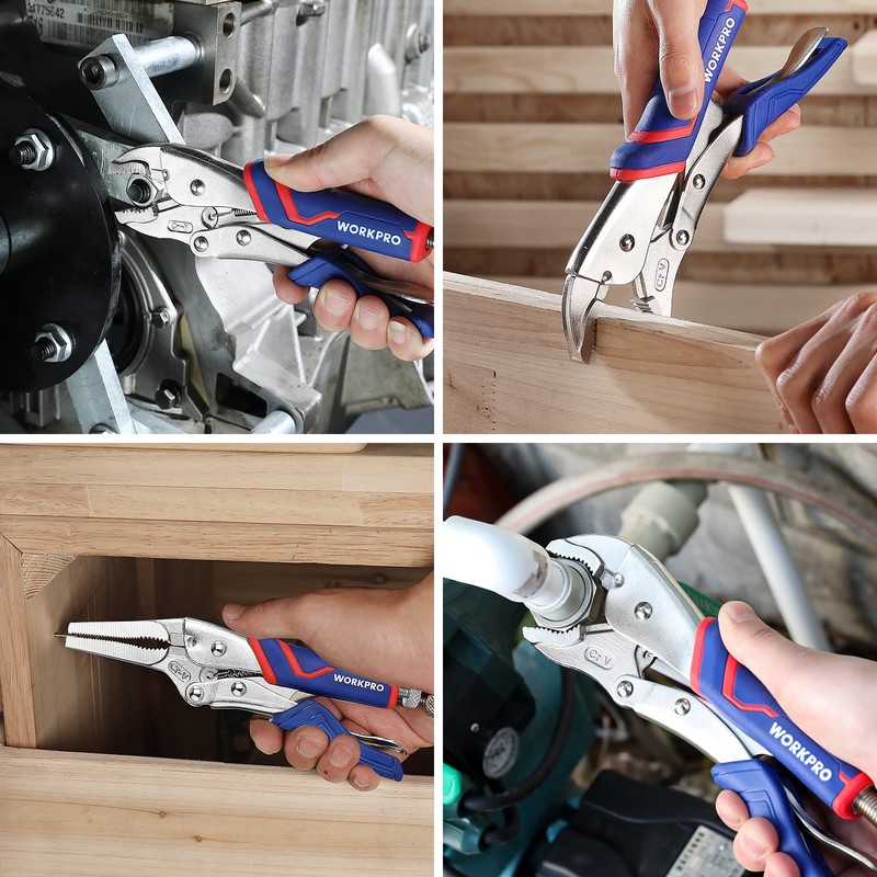WORKPRO 4-Piece Locking Pliers Set with Comfortable Grip, 5-1/2", 7"