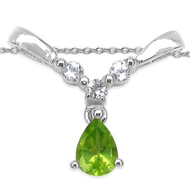 Schmuck-Schmidt -Necklace with Peridot and White Topaz 925 Sterling Silver 0.99 Carat, Metal, Peridot