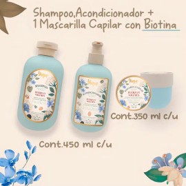  Yuya Kit Capilar 100 % Natural – Shampoo + Acondicionador + Mascarilla con Colágeno & Biotina (3 pz – Fuerza y Volumen)