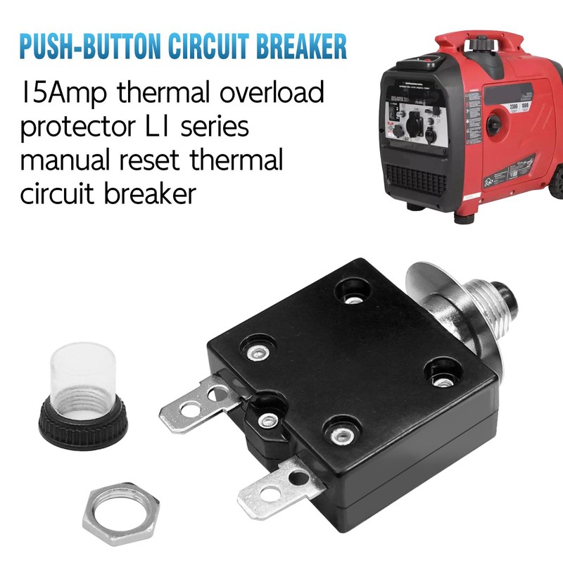 MDEOOSKY 15A Push Button Thermal Circuit Breaker Thermal Switch Reset