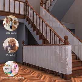 Stair Gates for Kids or Pets Banister Stair Mesh for Kids Pet Gate for Stairs Banister Guard Stair Net with Assorted Ropes, 9.8ft, Indoor Outdoor Banister Guard