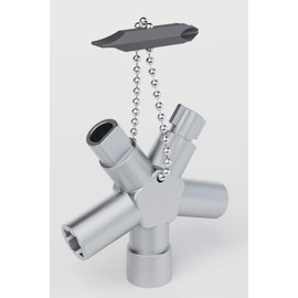 ABSINA Universal key with 6 profiles, triangular key, square key, control cabinet key, square triangular construction key, universal key for standard cabinets and locking systems