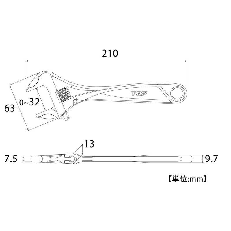TOP Industrial (TOP) Rattle Free Monkey Wrench, Work Wide, Mouth