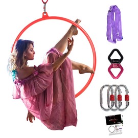 PRIOR FITNESS Aerial Hoop Set, Aerial Lyra Hoop, Professional Circus Fitness Aerial Hoop Kit with Complete Rigging Hardware Kit, Acrobatics Equipment Hanging Rings for Home, Yoga Dance Sling Kit