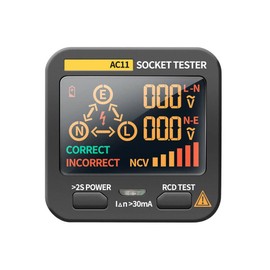 DollaTek AC11 Multifunction LED Screen Socket Tester Phase Meter Phase Polarity Detector 0.1V~250V AC Zero Voltage Measurement/Fire Wire Identification