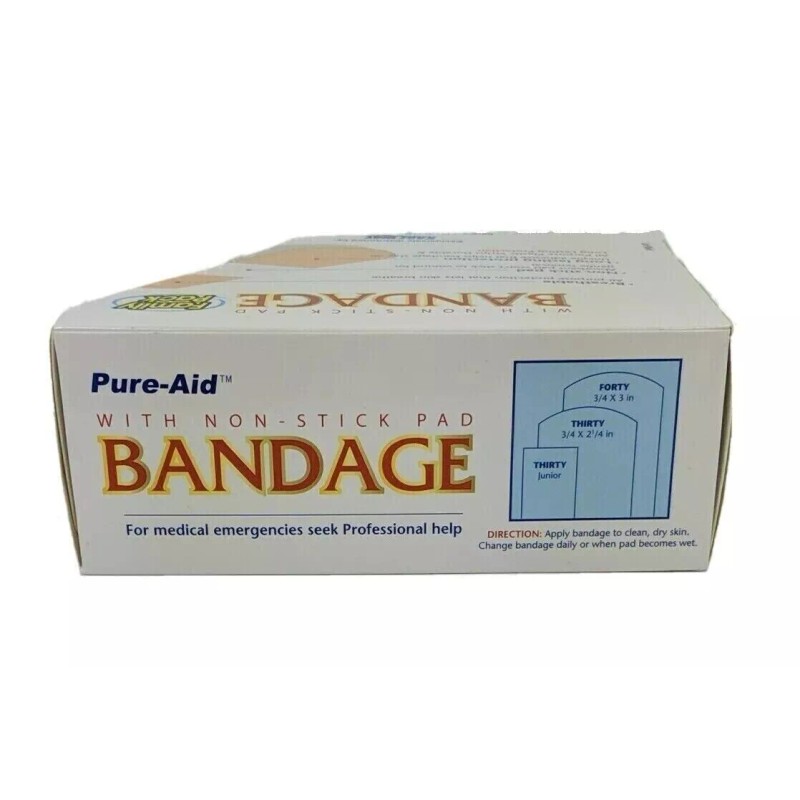 Pure-Aid Family Pack Bandages, Compare to Band-Aid, 4 Size total