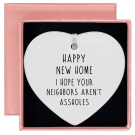 Happy New Home-Funny Congratulation New House Gifts-Happy New Home Gift-Congrats First Time New House Gift,Housewarming Presents for Houseowner-New Homeowner Gift-Heart Shaped Ornament